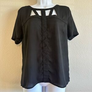 Everly Black Sheer Short Sleeve Blouse